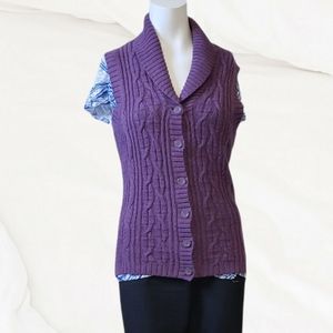 Woolrich xsmall purple Ramie Cotton sleeveless knit button cottagecore vest